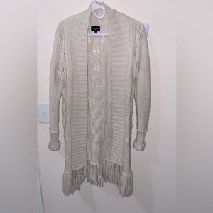 Long cream colored duster. Very cozy